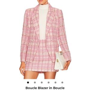 Bardot Pink Boucle Double-Breasted Blazer